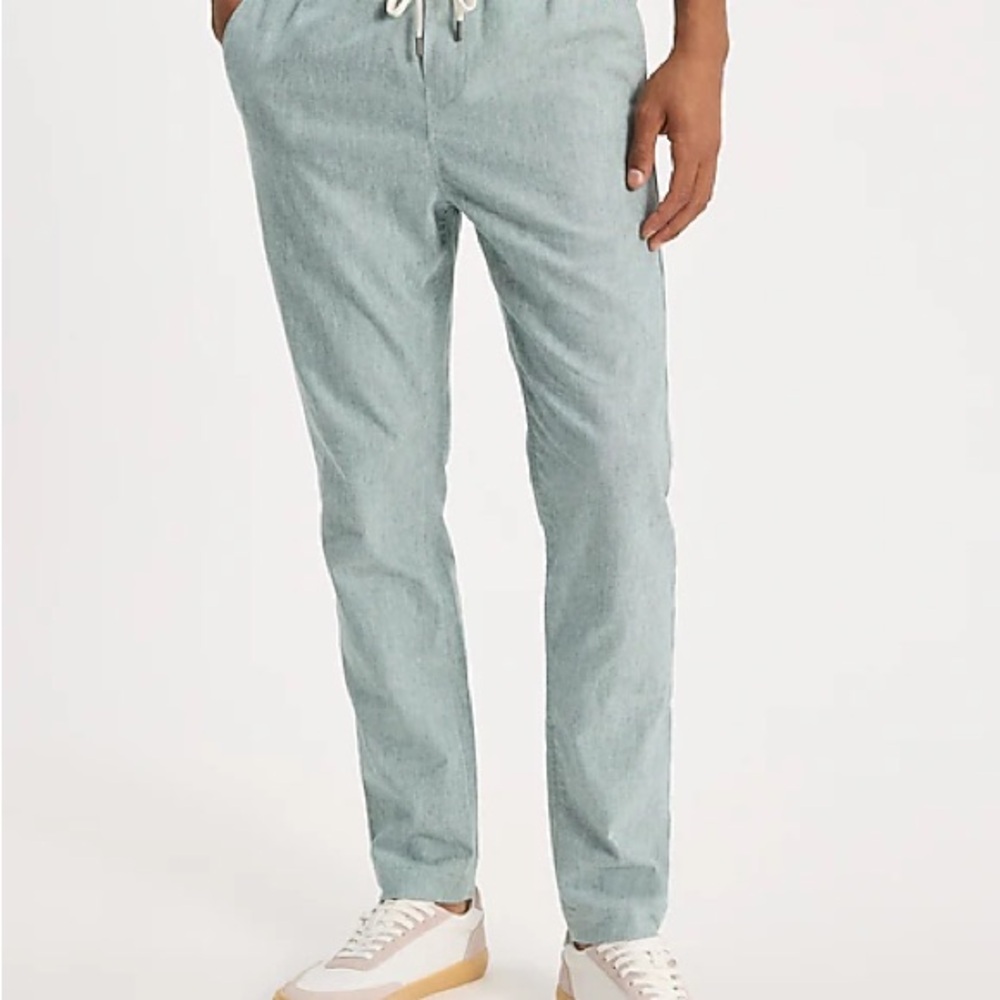 Express Linen-Blend Drawstring Elastic Waist Pant. size S